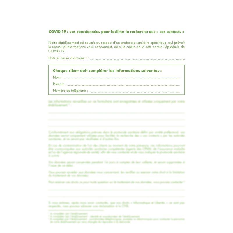 cahier de rappel contact covid19