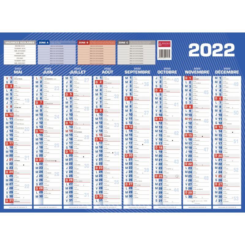 Calendrier 8 mois par face 40,5x55cm bleu