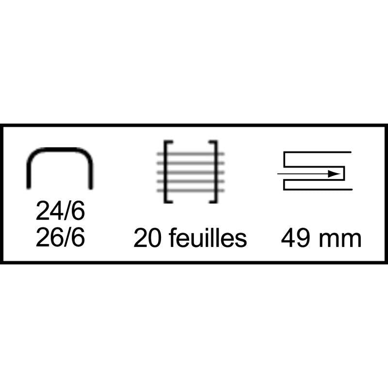 Agrafeuse pince 24/6 20 feuilles
