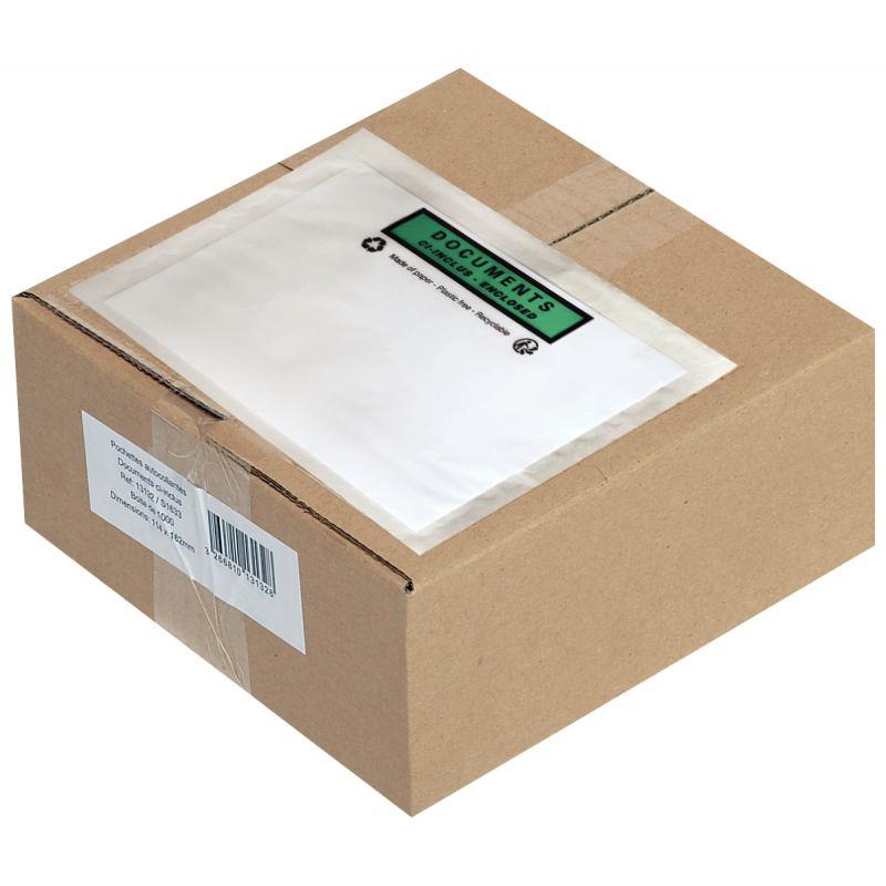 Boite de 1000 pochettes adhésives "documents ci-inclus" 228x165mm
