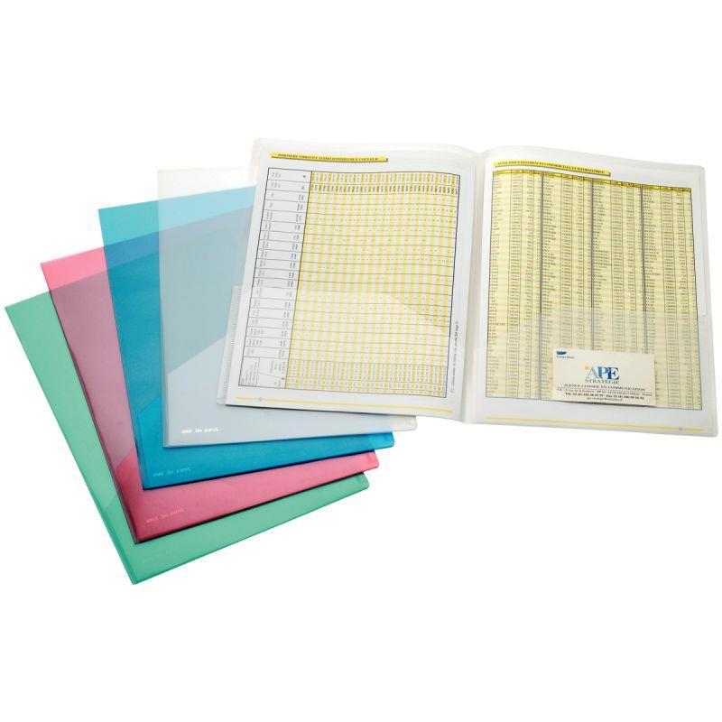 Paquet de 10 chemises double poche en polypropylène 20/100ème, incolore