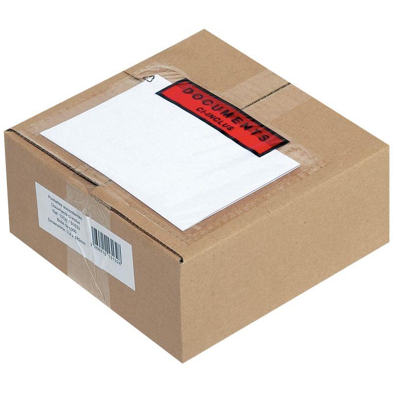 Boite de 100 pochettes adhésives “documents ci-inclus” 228x120mm