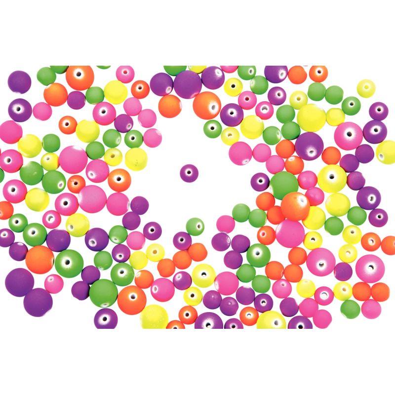 Pot de 100 grammes de perles rondes en plastique Fluo