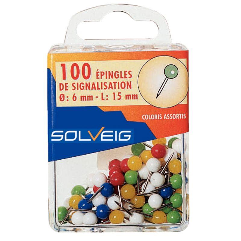Boite de 100 épingles rondes diamètre 6mm assortis