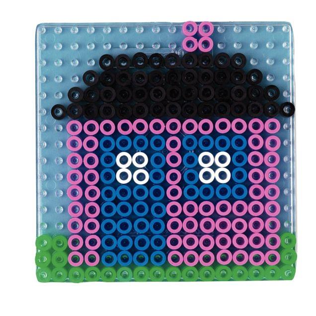 Sachet 4 plaques préformées pour perles Hama taille maxi, forme carrée transparente, format 15x15cm