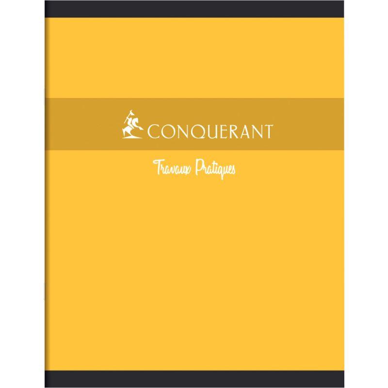 Cahier travaux pratiques CONQUERANT, piqûre 64 pages seyès/uni, format 17x22 cm