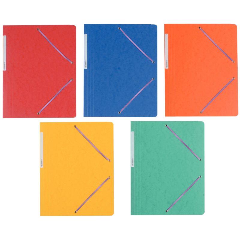 Lot de 10 chemises sans rabat à élastiques en carte lustrée, coloris assortis