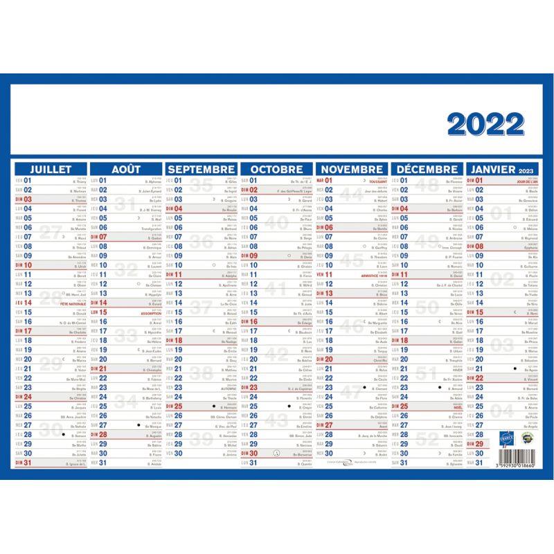 Calendrier semestriel 7 mois par face 29x39,5cm souple