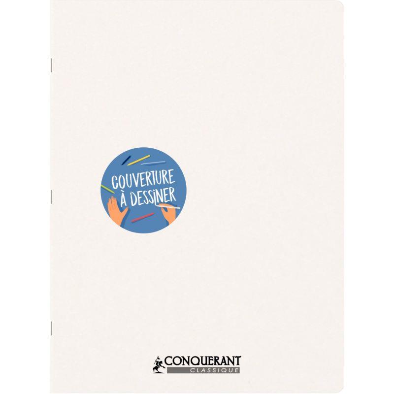 Piqûre 96 pages CONQUERANT couverture personnalisable, format 24x32 cm, seyès