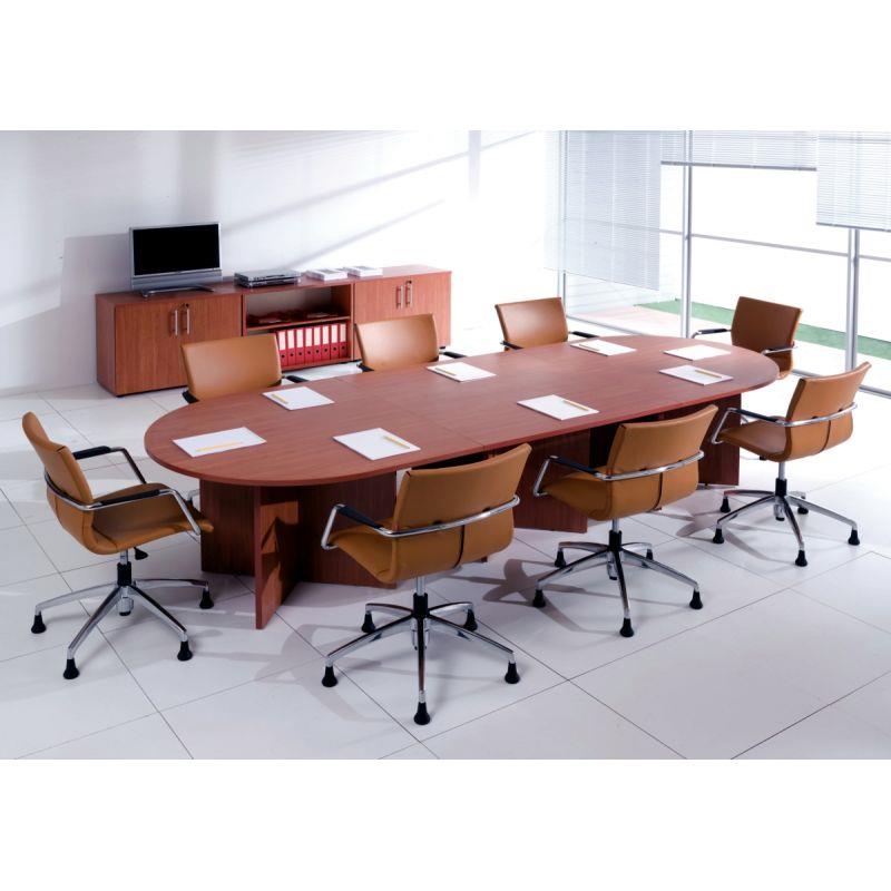 Table de réunion module 1/2 rond L108xP120xH73 cm merisier
