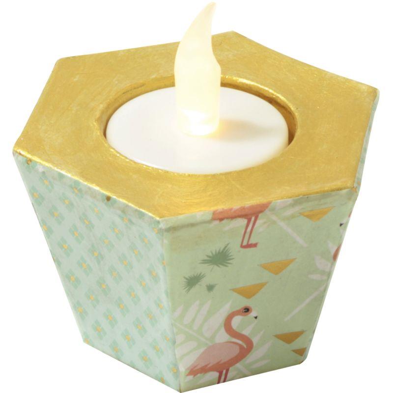 Lot de 5 bougeoirs forme hexagonale  8 x 8 x 5 cm