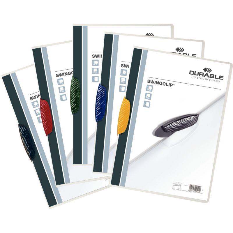 pince en polypropylène transparent. Clip Assortis : Noir, rouge, jaune, vert, bleu foncé